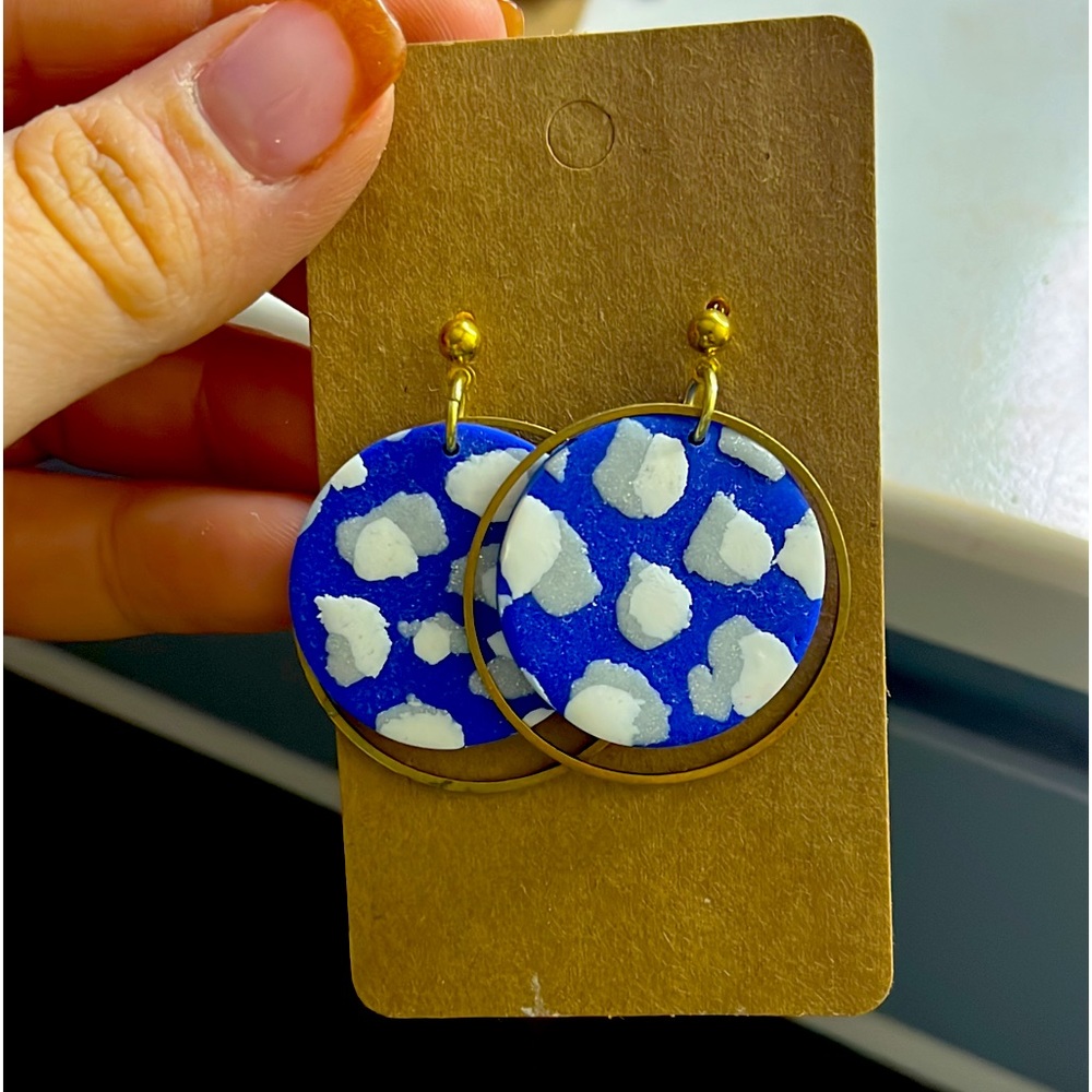 Leopard out clay earrings